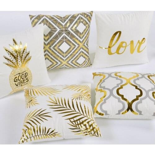 Christmas Cushion Cover Decorative Pillow Case Eco-Friendly Gold Sofa Seat Case Car Pillowcase Soft Bed Only Pillow Case