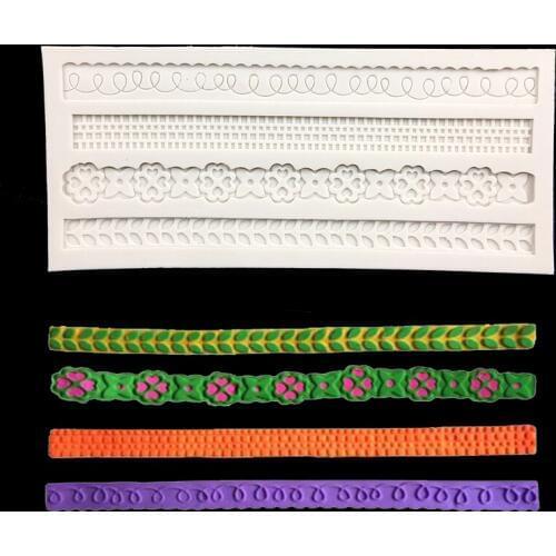 Minsunbak Stripe cake border decoration silicone mold DIY Sugar Craft Chocolate Baking Tools Exquisite kitchen accessories