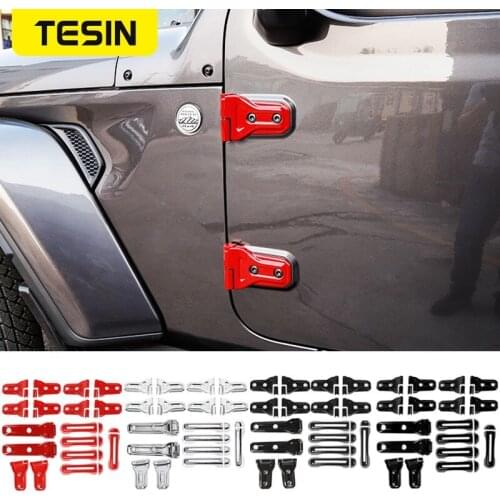 TESIN ABS Car Spare Tire Hood Hinge Tailgate Tail Door Handle Hinge Decor Stickers Accessories for Jeep Wrangler JL 2018-2021