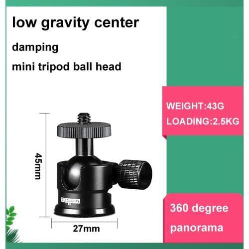 Base rotate 360 degrees mini tripod ball head camera monitor 360° adjustable 1\4 screw damping panorama ballhead DSLR cellphone