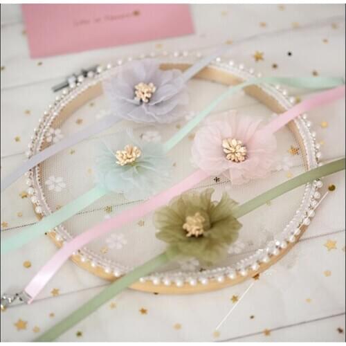 Japan lace flower pendant Choker Harajuku Cute Lolita Ribbon Chain Cosplay Women Necklace B926
