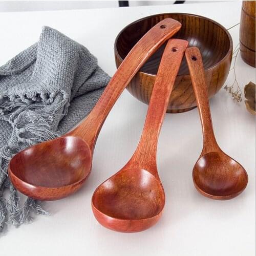 Japanese creative wooden spoon long handle soup spoon household porridge spoon large soup spoon