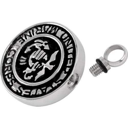 CMJ8386 Cremation Jewelry Black MARINE CORPS Bald Eagles Round Memorial Jewelry Urn Necklace For Ashes America Necklace