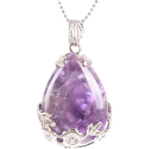 Jewelry Shopping Online Women Natural Pink Quartz Stone Necklace & Pendant Tear Water Drop Love Reiki Bead Ketting D755-D772