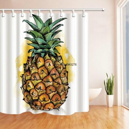 High Quality Printed Fabric Funny Shower Curtains Pineapple Pattern Bath Screens Waterproof Bathroom Decor with 12 Hooks