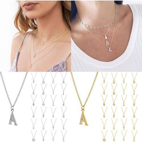Fine Jewelry Necklace Women Letter Necklaces For Women Wedding Gift 925 Sterling Silver Chains A-Z Letters English Font Chain