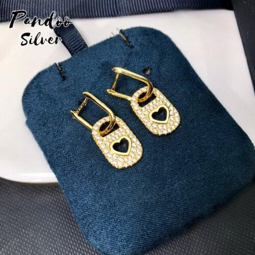 Yellow Silver Paved Heart Can Tab Earrings For Women Gift With Logo,S925 Sterling Silver Jewelry 1:1 Copy