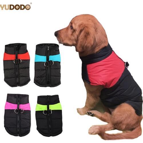 Winter Warm Dog Clothes Waterproof Zip-up Pet Padded Vest Jacket Coat For Medium Large Dogs Ropa Para Perros S-5XL