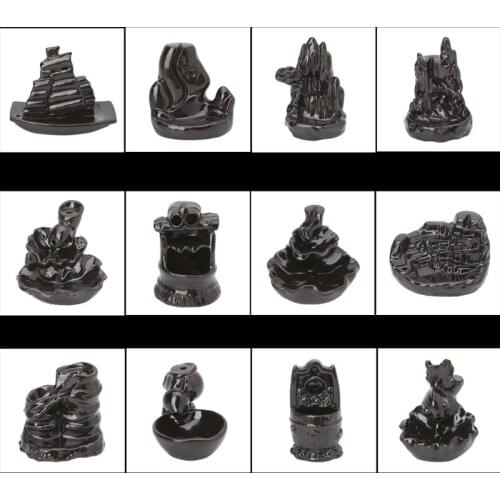 1 Pc Creative Design Tower Ceramic Incense Burner - Exquisite Porcelain Fragrance Holder Backflow Censer, 12 Styles Optional