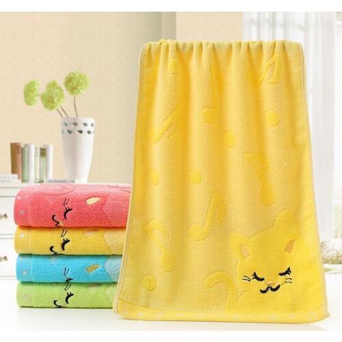 1Pc High Quality Exquisite Design Non-twisted Bamboo Fiber Music Cat Baby Wash Towel Spa Facial Bath Towel For Chirldren