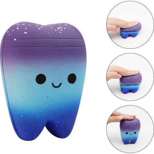 1pc Dental Teeth Shape Squeeze Slow Rising Gift Cute Cartoon Hand Spinner Stretchy Relax Squishy Toy Tooth Pendant Dentist Gift