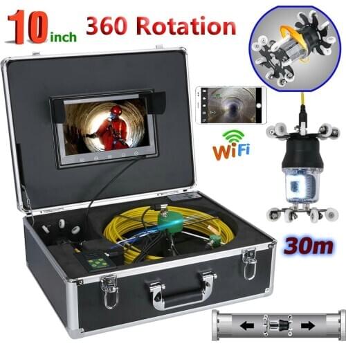 10 inch WiFi Pipe Inspection Video Camera support Android/IOS 360 Rotation 30M 50M HD CCD 800TVL