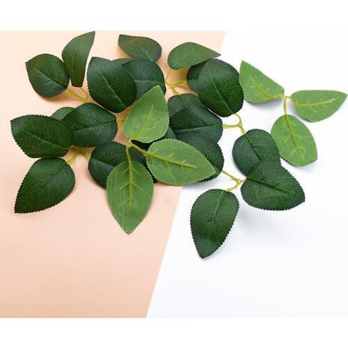 10pcs Artificial plants silk green leaf wedding decorative flowers wreaths christmas decorations for home diy gifts Rose leaves