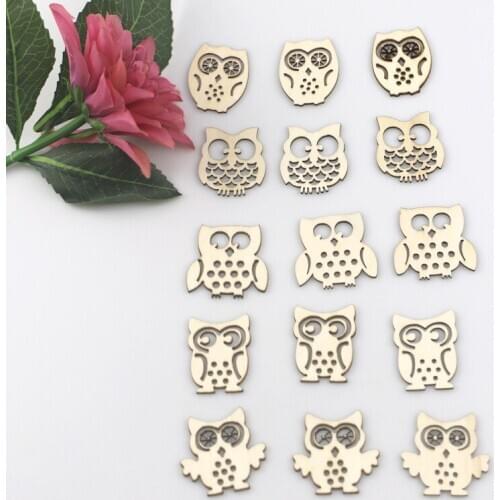 15PCS/pack Wooden Embellishment Hollow Owl Shape Crafts For Card Making Scrapbooking DIY Wood Art Wedding Decoration