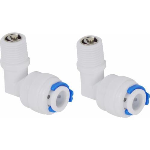2 PACK of Male Elbow Check Valve 1/8" Thread Male x 1/4" Quick Push Fitting Connection Water Filters and RO Systems