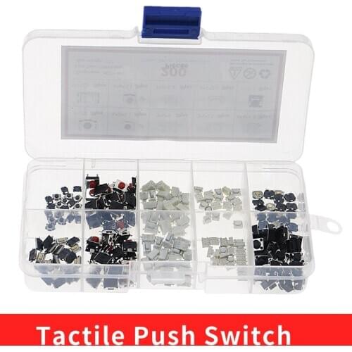 200Pcs/box 10-Types Tactile Push Button Switch Car Remote Control Keys Button Touch Microswitch