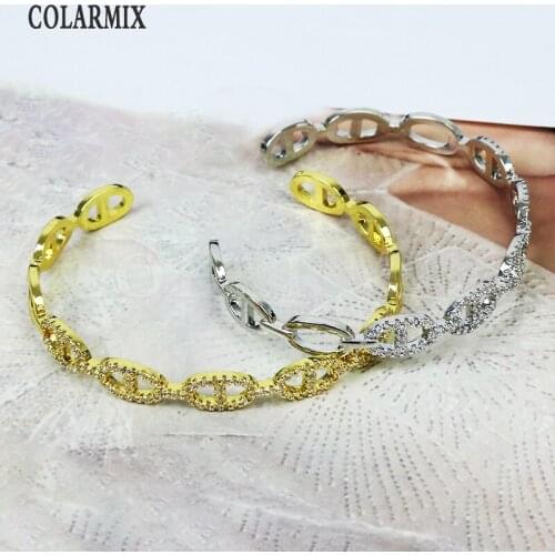3 Pcs New design Punk jewelry bangle Zirconia Hollow Gold color zircon Jewelry charms Bracelet Gold color Women bangle 31410