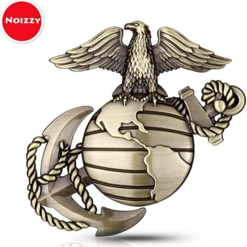 Noizzy USMC Car Sticker US Marine Corps Emblem 3D Metal Badge Hawk Gunmetal Chrome Veteran Army Outdoor Military Car Accessories