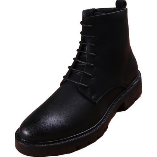 Black Warm Winter Boots Men Genuine Leather Ankle Boots Casual Zipper Winter Shoes Men Military Fur Snow Boots For Men Shoes