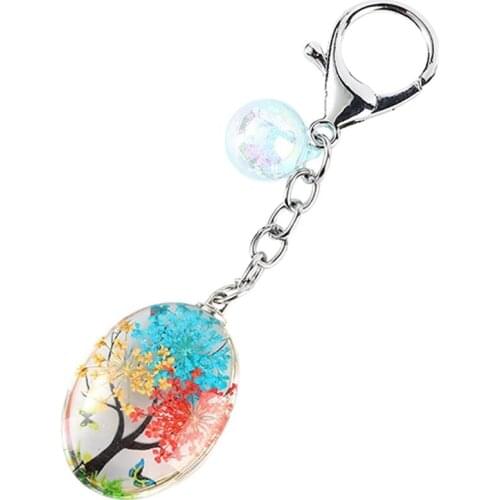 Dried Flower Keychain Handmade Pendant Key Chain Backpack Keychain Key Rings for Women Girl Car Bag Accessories