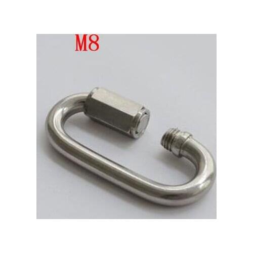 M8 SS304 Stainless Steel Quick Link Screw Lock Hook , Carabiner with lock, 5pcs/lot