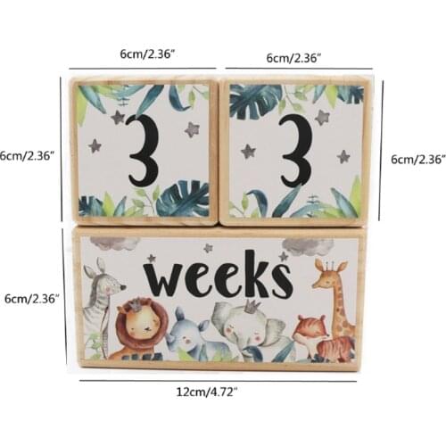Baby Milestone Memorial Monthly Wooden Block Photography Photo Month Sticke 87HD