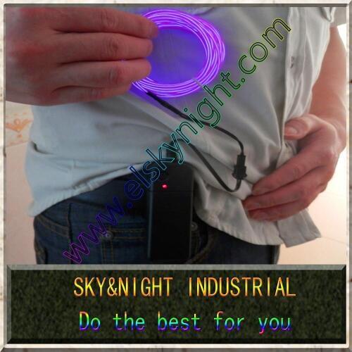 Purple 5M Flexible Wire Rope Tube Neon Light EL and Inverter with LED indicator light 10 colors free shipping