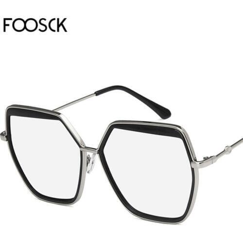 FOOSCK Hot New 2018 Fashion Square Sunglasses Women Letter Mirror UV400 Retro Eyewear