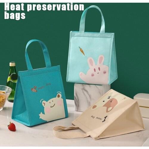 Cartoon Animal Insulated Lunch Bag Built-in Complex Aluminum Film Leak-proof Lunch Box Container For Women Sac Isotherme