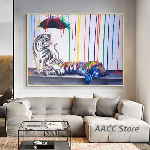 The Tigers Family Animal Graffiti Canvas Painting Encontrá Cuadros for Wall Art Picture Living Room Home Decor Poster and Prints