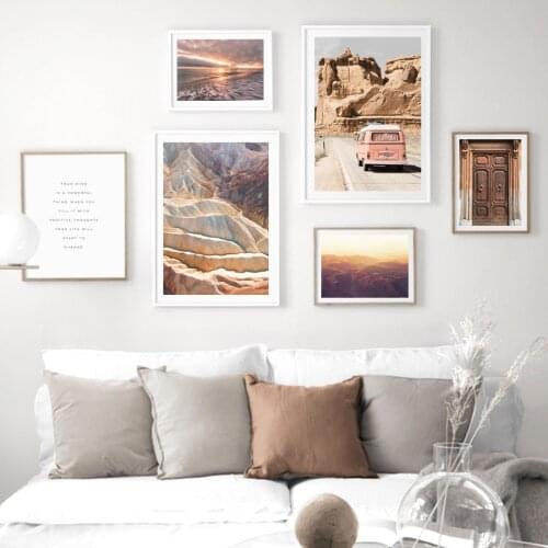 Mountain Sea Beach Car Door Travel Quotes Nordic Posters And Prints Wall Art Canvas Painting Wall Pictures For Living Room Decor