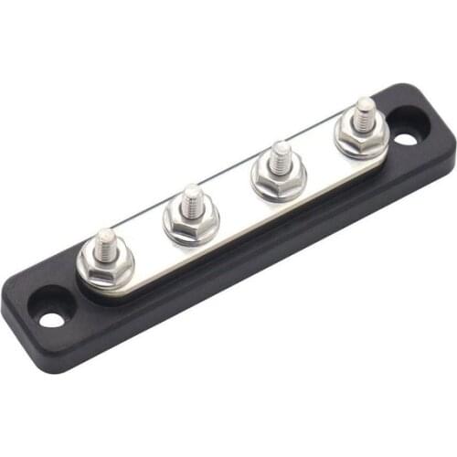 Terminal Bus Bar & Cover Ground Distribution Block Kit High Current 4 Way Busbar 100A + Transparent Upper Cover for 12/24V Car