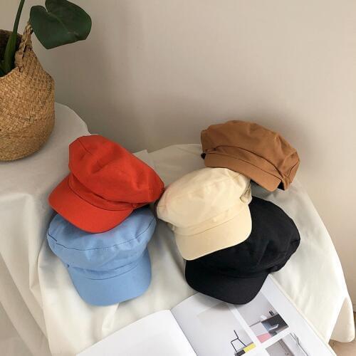 Korean Women Beret Hat Spring Autumn Pure Color British Leisure Cap Female Fashion Short Eave Newspaper Boy Berets Hats H7301