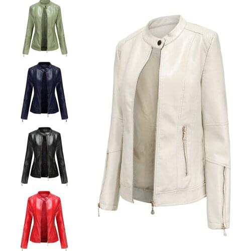 2021 Autumn Faux Soft Leather Pu Jacket Women Loose Punk Coat Female Turndown Collar Moto Biker Rivet Zipper Street Overcoat