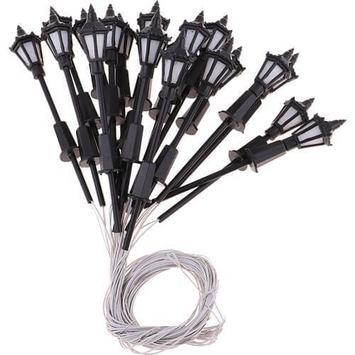 20pcs Miniature Scale Model Light Model Railway Train Lamp Street Warm White Lamppost For Diorama Landscape Layout