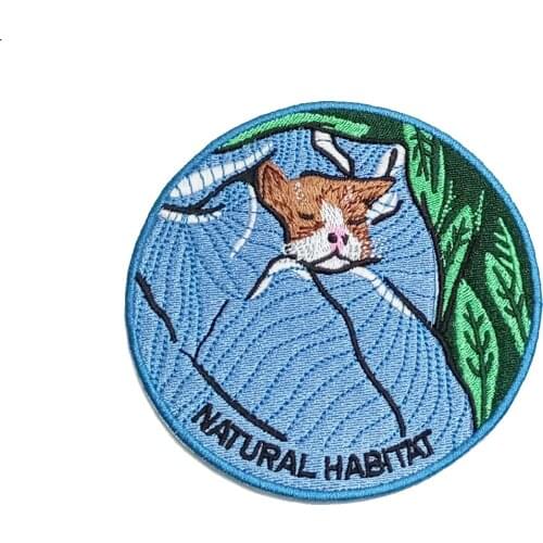 Natural Habitat Embroidery Patch Iron on Patches for Clothes Sleepy Dog Cute Animal Jackets Bags Sewing Badges