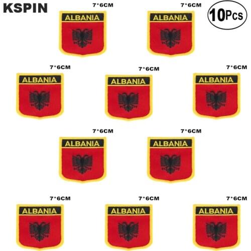 Albania Flag Embroidery Patches Iron on Saw on Transfer patches Sewing Applications for Clothes in Home&Garden