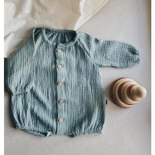 Autumn long-sleeved single row of baby boy and girl long sleeve clothes buckle cotton clothes baby girl romper