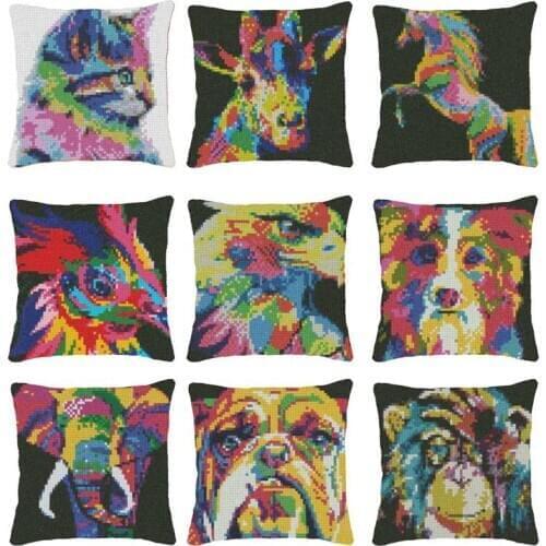 Animal Series 3D Segment Embroidery DIY Handmade Material Package Pillow Exquisite Coarse Wool Cross Stitch Carpet Embroidery
