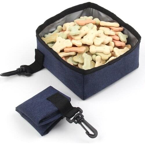 Foldable Waterproof Oxford Cloth Pet Bowl Portable Small and Medium-sized Cat and Dog Outdoor Travel Food Container Feeding Bowl