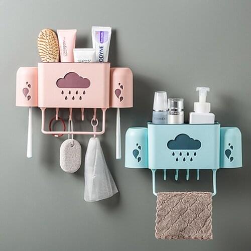 Bathroom Shelf Rack Kitchen Wall Shelves Bath Towel Holder Shower Storage Basket Kitchen Organizer Tooth cup holder Bathroom