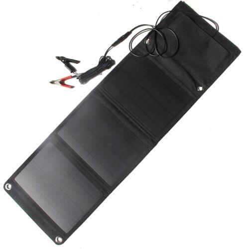High Quality 5V/18V 21W Solar Panel Charger Dual USB+DC Output Foldable Portable Solar Charger For iphone Power Bank 12V Battery