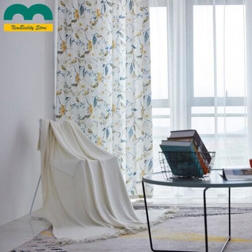 American Ins Style Floral Printing Curtains for Living Dining Room Bedroom Windows Blackout Curtains Modern Customized