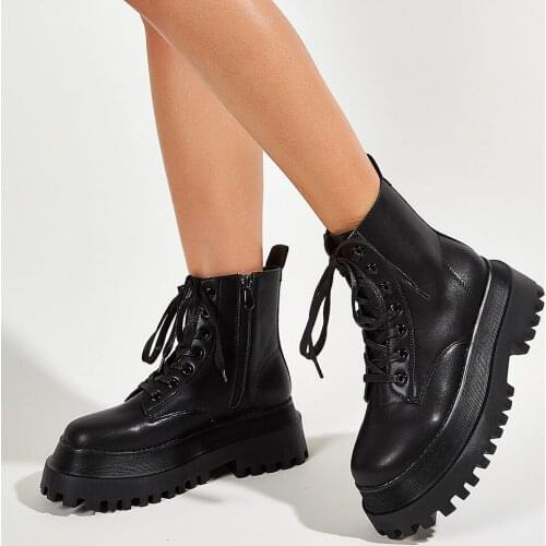 GIGIFOX Brand New Fashion Great Quality Lace Up Zipper Ankle Combat Boots Jungle Boots Gothic Style Woman Shoes
