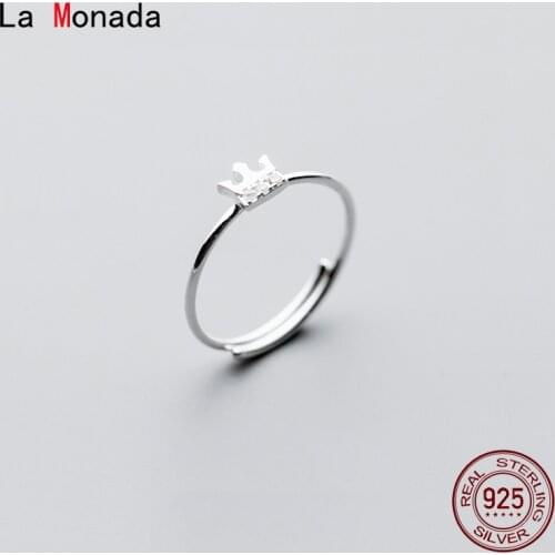 La Monada Crown Finger Rings For Women 925 Silver Jewelry For Women Rings Adjustable Jewelry Silver Ring 925 Women Korean Open