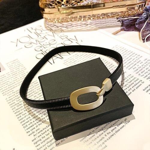 Korean Fashion New Simple Leather Necklace For Women Classic Vintage Geometric Metal Necklaces Elegant Party Jewelry Accessories