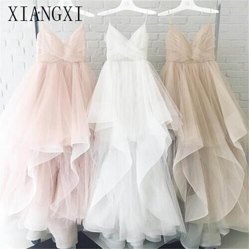 2020 High Quality Pleat Tulle Evening Dress Backless Tiere A Line Long Party Dresses Custom Made Sexy Women Occasion Gowns