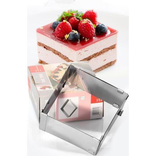 1PC 10-18CM Adjustable Cake Mold Stainless Steel Square Shape Cake Mousse Ring DIY Chocolates Bread Mold KX 221