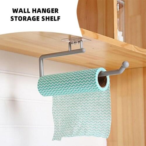 1PC Kitchen Paper Roll Holder Towel Hanger Rack Bar Cabinet Rag Hanging Holder Bathroom Organizer Shelf Toilet Paper Holders