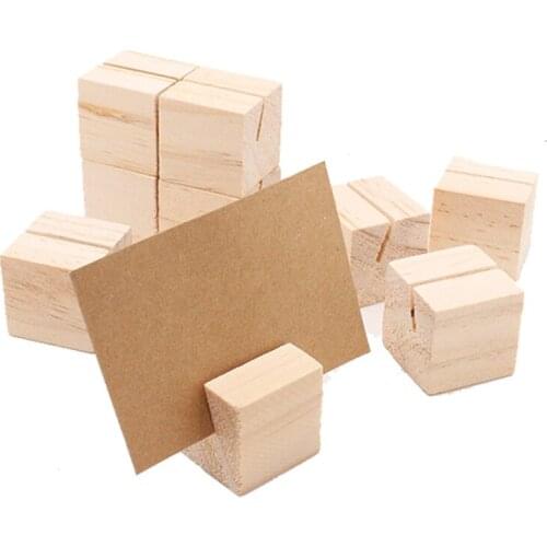10Pcs Creative Wooden Place Card Holders Table Number Memo Clamps Photo Stand Clip Desktop Message Crafts for Wedding Party N0PA